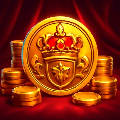Crown Coins van Endorphina toont een gouden kroonmunt op een rood fluwelen achtergrond.
